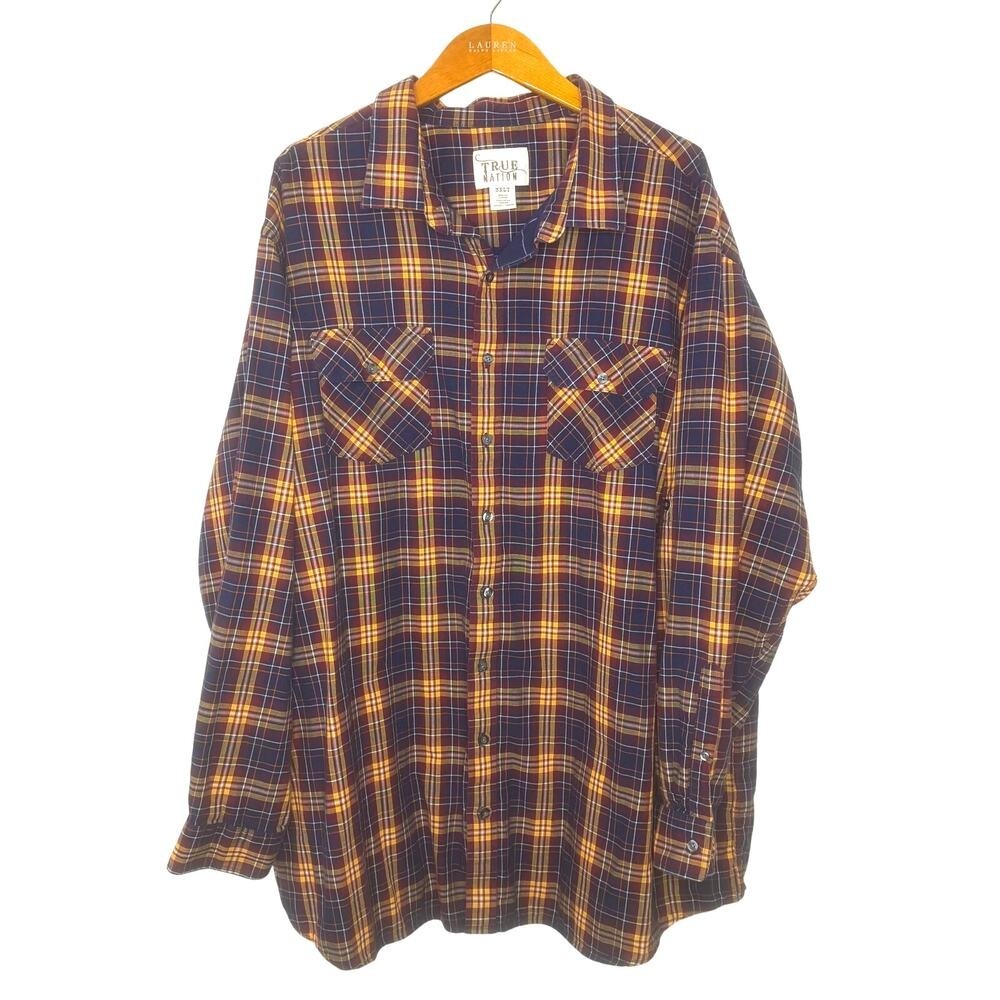 True Nation plaid‎ long sleeve button front shirt